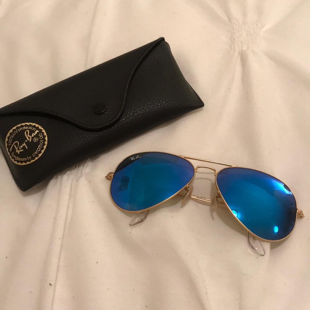 Ray Ban Blue Tinted Aviator Sunglasses